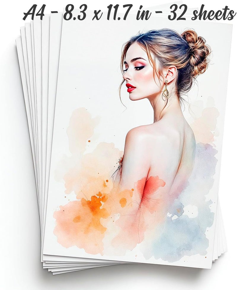 Zeno 32 Sheets Watercolor Paper Pad - A4 8.3"x11.7" - Water Color Paper 140lb/300gsm - 100% Cotton Pulp - Art Supplies for Kids & Adults - for Painting, Artist Sketch, Easel, Loose Drawing - Image 1
